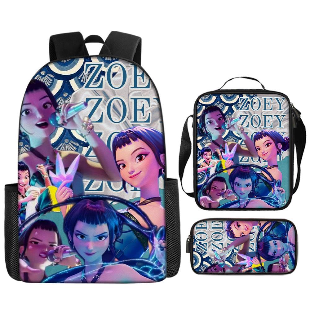 School Season Kpop Demon Hunters Student School Bag Girls Large Capacity Middle School Student Backpack Three-Piece Set