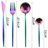 4piece Stainless Colorful 180 Dinnerware Steel Cutlery Rainbow Dinner Set Knife Fork Coffee Spoon Silverware Kitchen Tableware Set