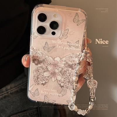 Doppellagige Träumende Rose Schmetterling iPhone15 Hängekette 13promax Geeignet für 16 Apple 14 Handyhülle 11 Fee