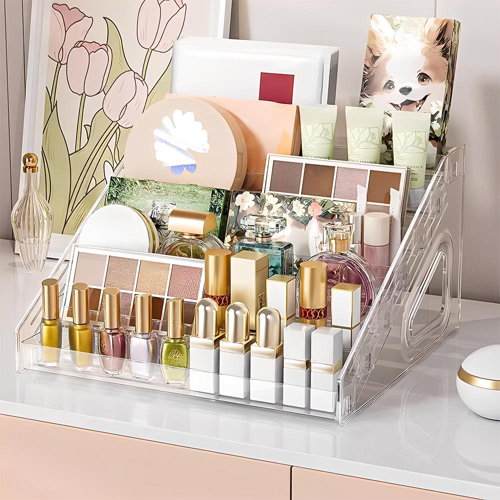 Clear Ladder Design Multilayer Makeup Organizer Durable Storage Rack with Multiple Tiers for Cosmetics, Makeup Brush Storage