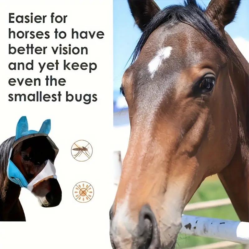 Breathable Mesh Horse Fly Mask with Ears - Mosquito-Proof and Comfortable.