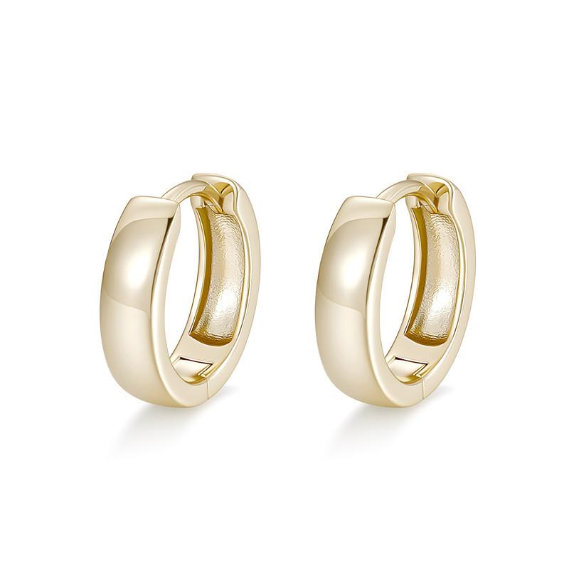 Minimalist Hoop Earrings for Women Girls 925 Sterling Silver Gold Plated Polished Huggie Hoops Jewelry золотой
