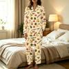 Women's Christmas Print Set, Long Sleeve Top and Long Pants Casual Fashion