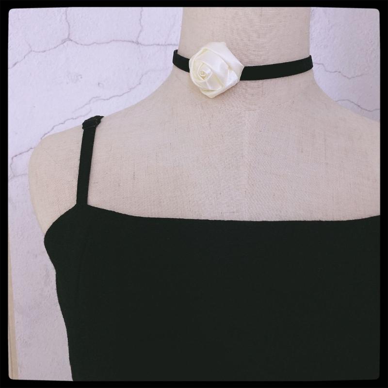 Fashion Choker Necklace Women Silk Satin Rose Necklace Flower Rose Chocker Clavicle Chain Party Sexy Jewelry Ornament