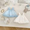 Girls Summer Sleeveless Doll Top with Bow Strap and Lace Trim Princess