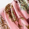 Silk Scarf Large Square Scarf Women's High-end Silk Scarf Fan Printed Scarf Beige Headscarf