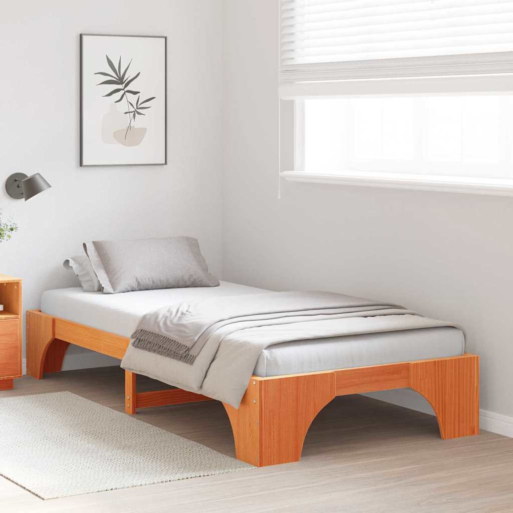 Bed Frame Wax Brown 80 x 200 cm Solid Pine Wood