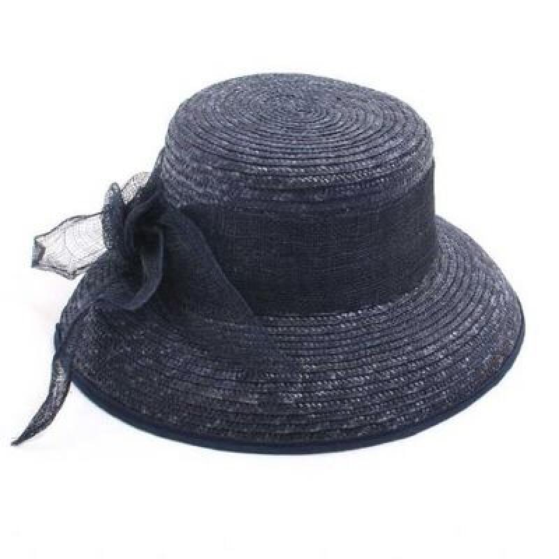 

Модная шляпа - Темно-синяя Одри H312 Straw Navy/Free