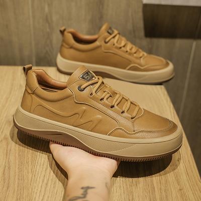 High Quality Men's Leather Thick Soled Non Slip Casual Shoes Fashion Brand Men's Comfortable Outdoor Lace Up Sports Casual Shoes