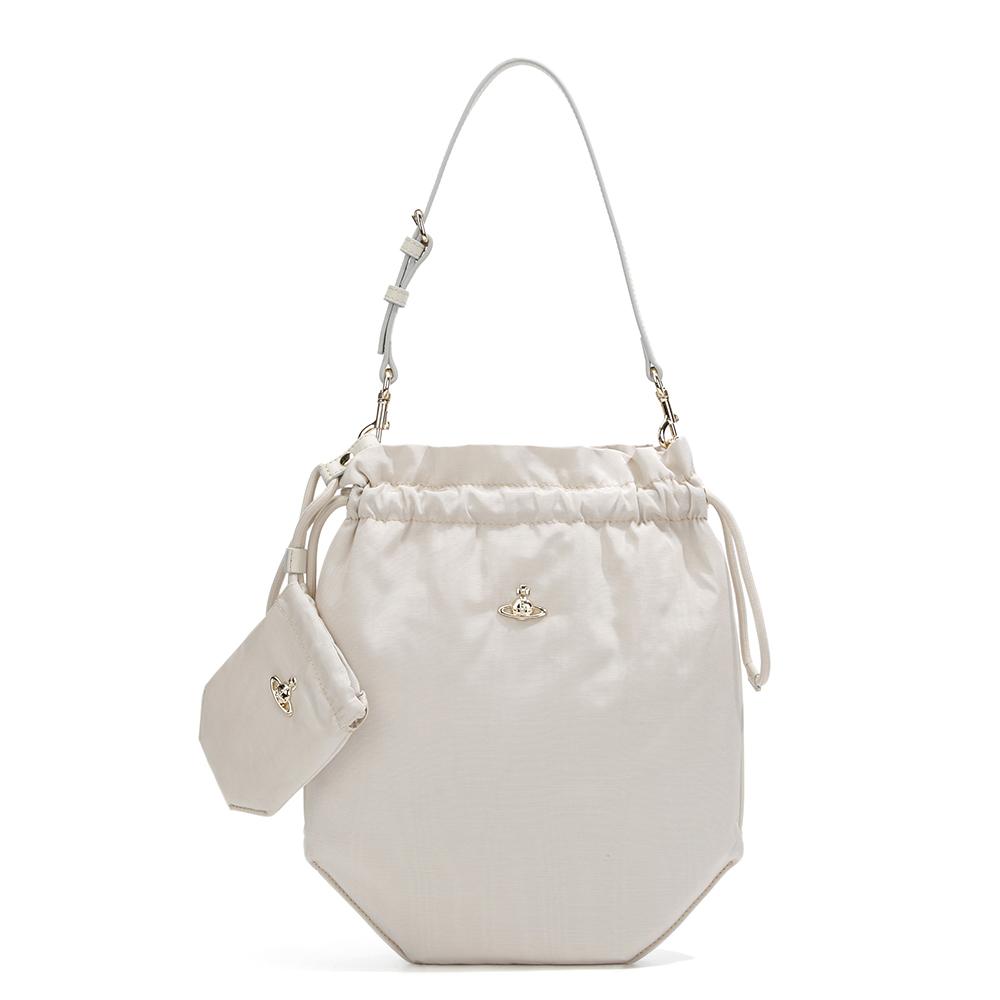 

Vivienne Westwood Saturn Logo Drawstring Closure Fabric Bucket Shoulder Bag Women bags Beige 57010007U-W01F4-A408 Ecru