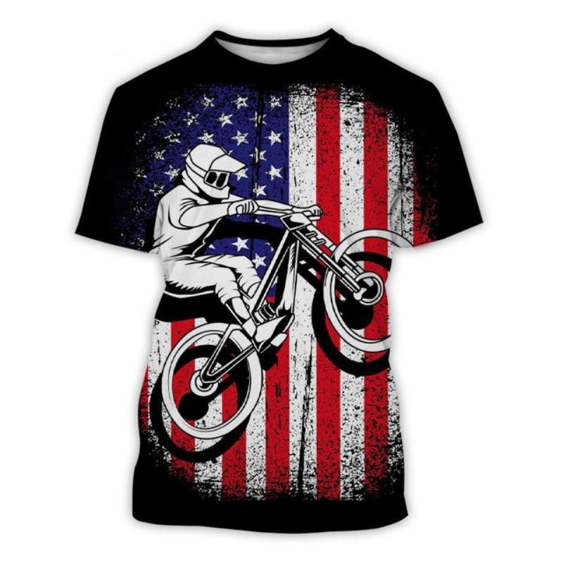 3D Printed Bicycle Cycling T-shirt Men's Plus Size Short-sleeved T Shirt Fashion Casual Round Neck Tees Harajuku Sports Tops