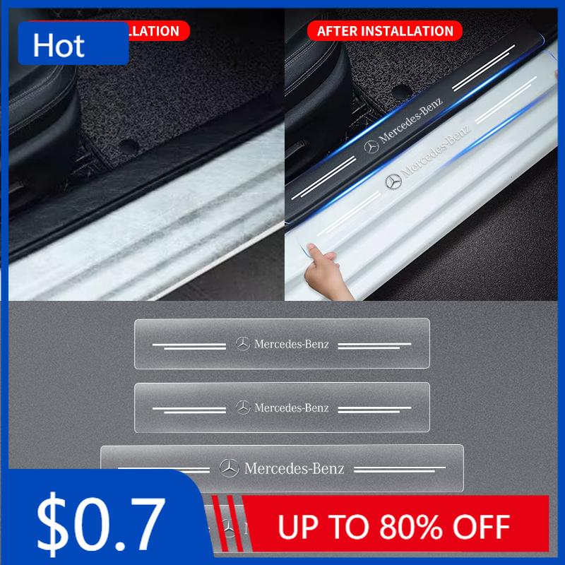 Car Sticker 4pc Car Threshold Sticker Scratch Resistant Transparent Film Protector For Mercedes Benz B/C/E/S Class A Class C200L