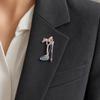 jijijing Brooch Pin, High Heels Bow Shape Lapel Pin with Sparkling Rhinestones, Women Badge for Suits Coats Bags Accessories