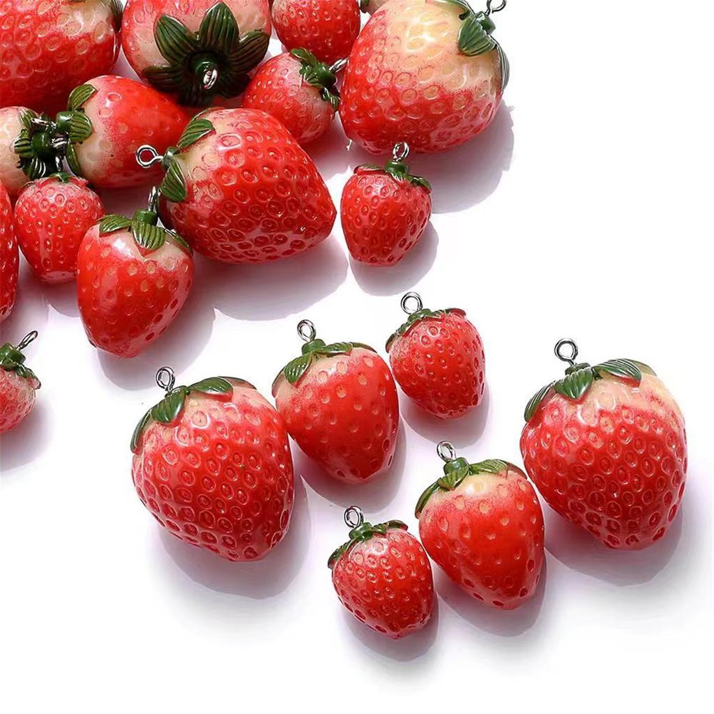 Artificial Strawberry Pendant Lovely Fruit Shaped Charm for Handmade Crafts Jewelry Making Supplies Keychain Accessories