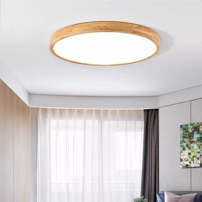 Moderne 30cm LED Deckenleuchte 3 Farben 12/18W Lampe mit Holzrand Dekoration Beleuchtung Rundes Licht Küche