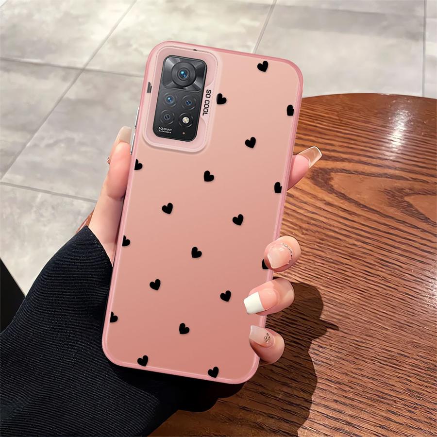Soft Cover Phone Case for Xiaomi Redmi Note 10s 11s 12 13 14 Pro Plus 10 11 Pro Black Love Heart