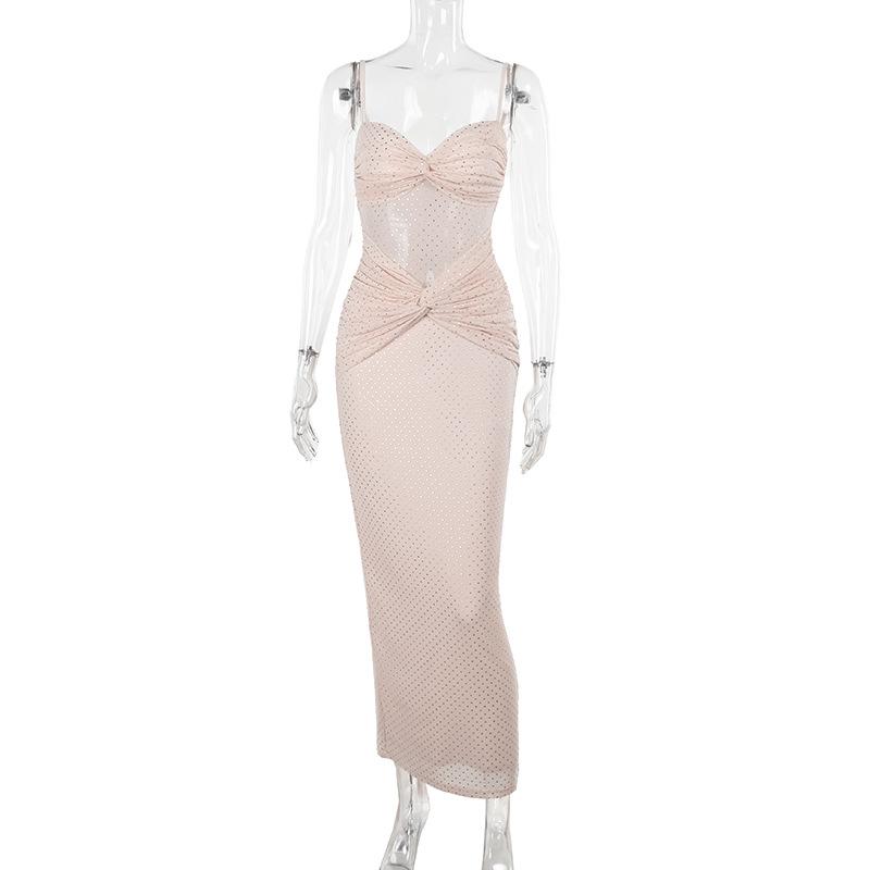 Весеннее женское платье темперамент сексуальное облегающее платье-халтер из пластиковой сетки S