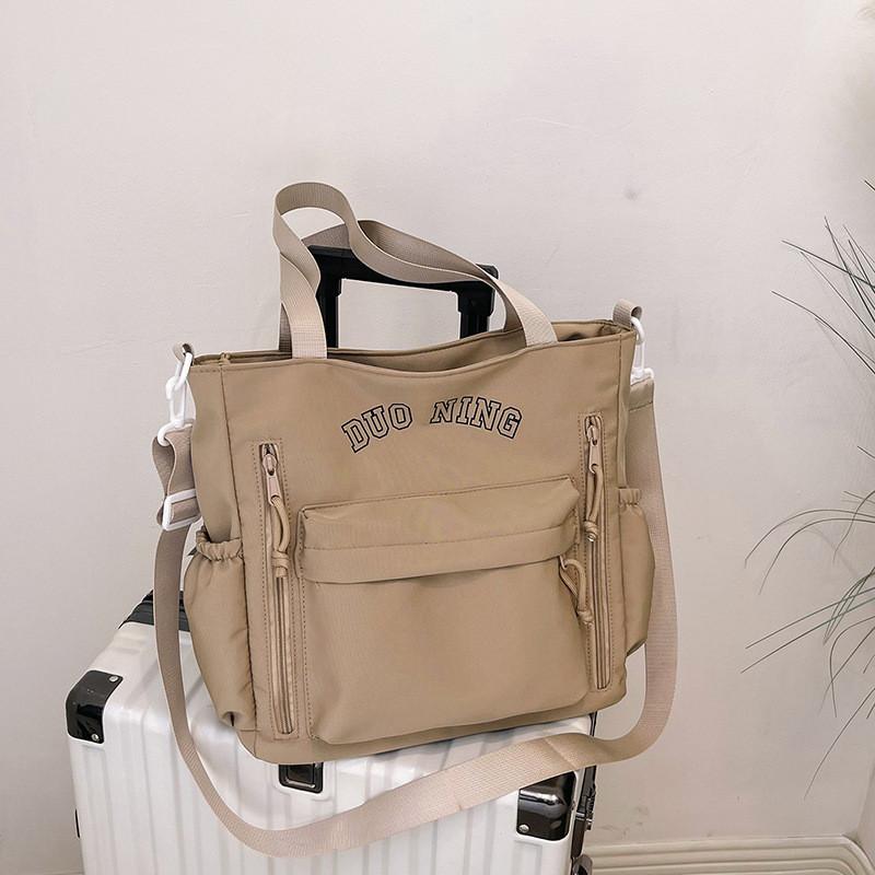 Canvas Tote Bag For Students Large Capacity Street Style With Print For Daily Use