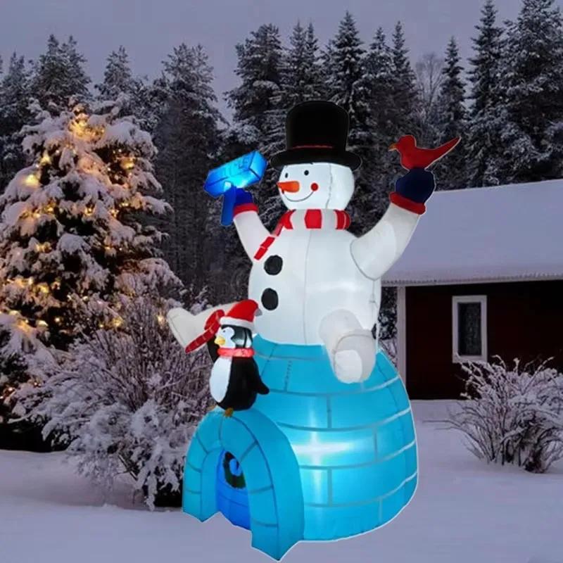 Christmas Decoration Sitting Snowman Penguin Christmas Inflatable Model Luminous Christmas Atmosphere Christmas Xmas Decor Model