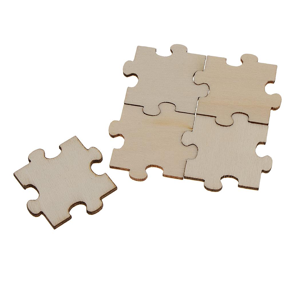 50 Pieces 40 X 40mm Blank Wooden Puzzle Embellishments Unfinished Wood Slices For Wedding