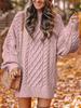 Neuer Grobstrickpullover für Damen, Lockerer Schnitt, Hoher Kragen, Oversized, Unifarben