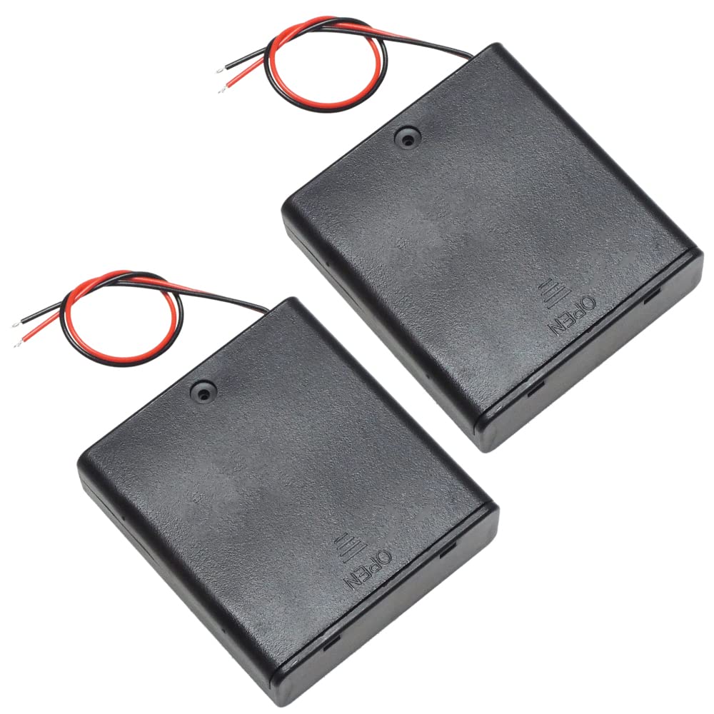 KAUMO Box, 4 X AA Batteries, 6 V, Case with On/Off Switch, Holder (2 Pieces)