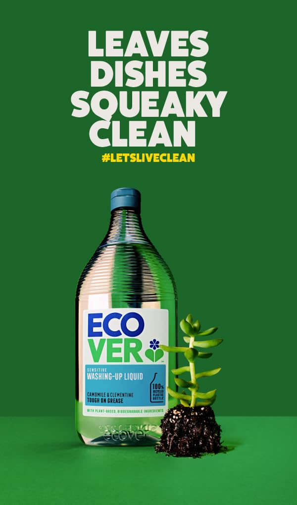 Ecover Detergent de Vase Rezervă Parfum Mușețel 950ml Capacitate Mare ecover Delicat cu Mâinile Detergent de Vase pentru Bebeluși Detergent de Bucătărie Bucătărie