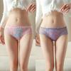 Women's Summer Sexy Embroidery Bamboo Embroidery Transparent Net Yarn No Trace Breathable Low Waist Briefs