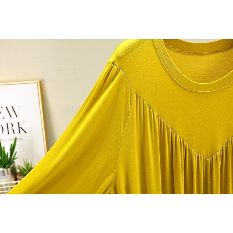 Ruffle Dress Pleated Womens Loose Plus Size Nightgown Long Long Sleeve Dress