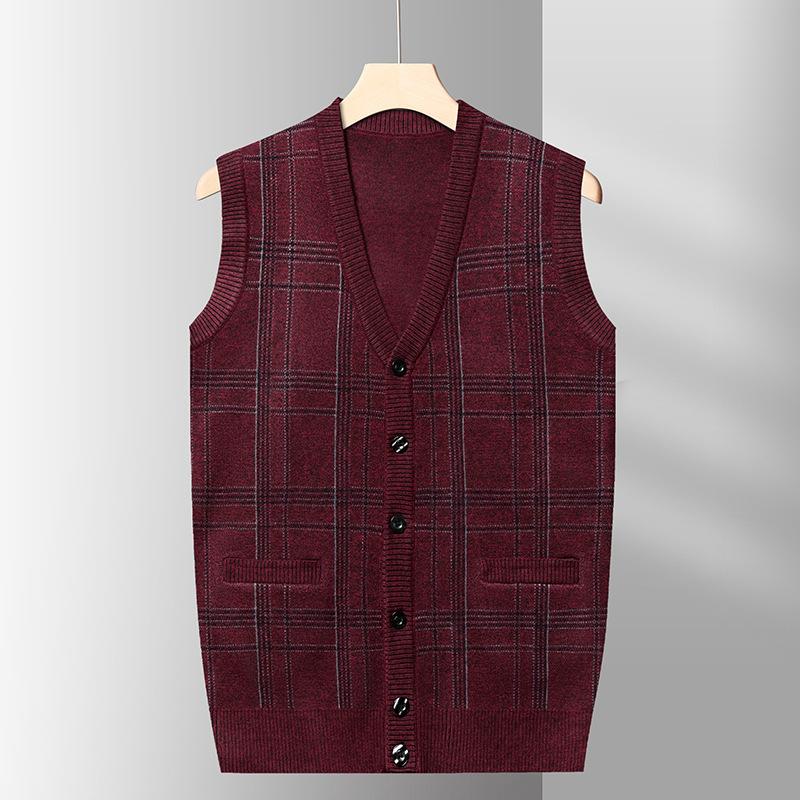 

Кардиган Жилет Осень Мужской Без рукавов Однобортный Жилет Вязаный Утепленный Теплый Мужской Жилет. XL