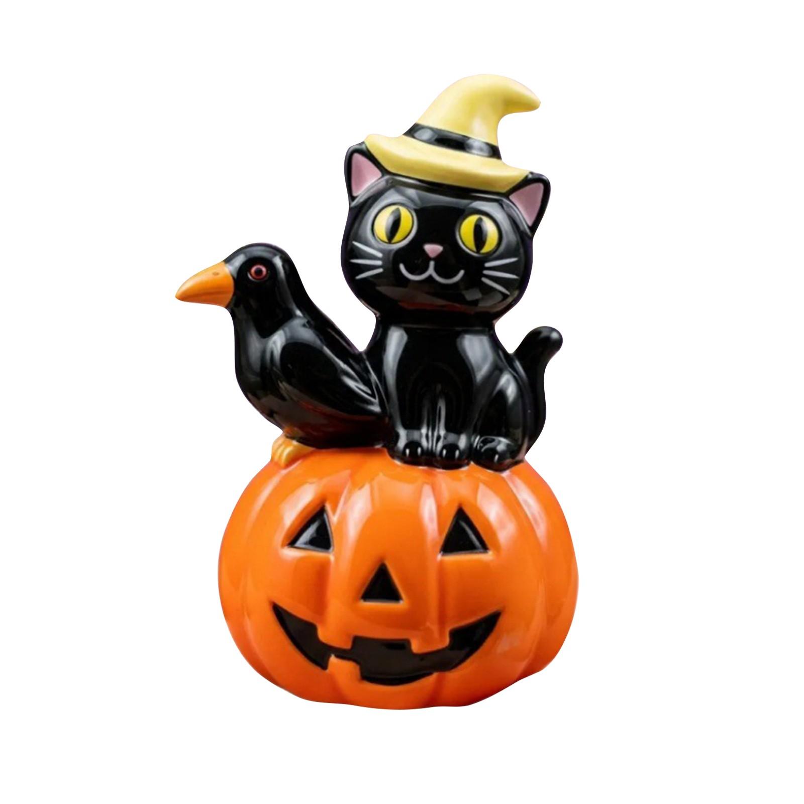 

Хэллоуин Кот Тыква Украшения Ужас Смола Статуэтка One Size
