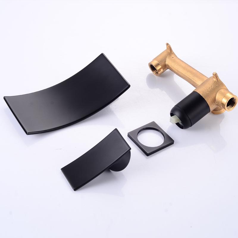 European Style All-copper Concealed Waterfall Faucet Household Hot and Cold Basin Basin with Mixed Water Into The Wall Faucet