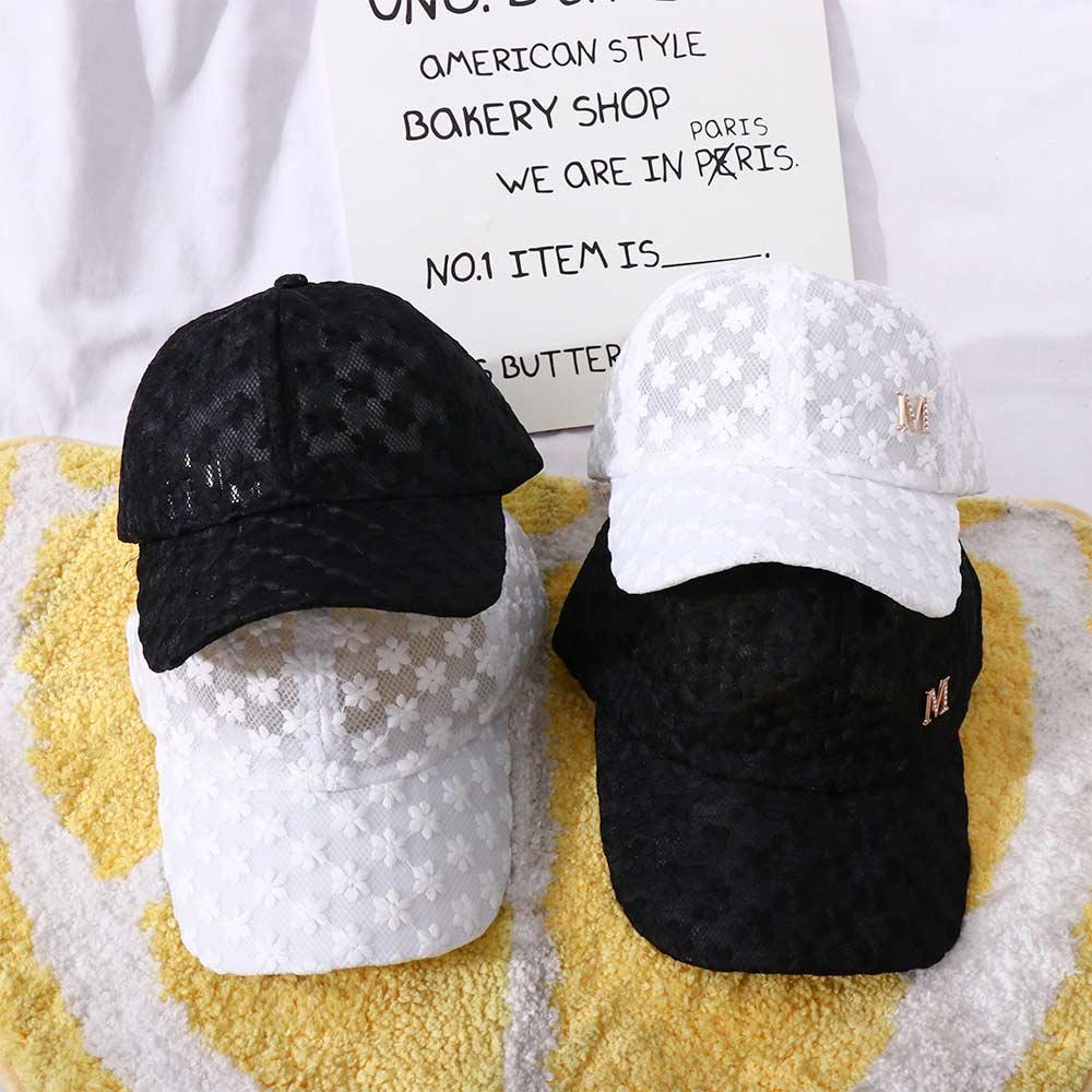Atmungsaktiv Verstellbar Damen Outdoor Koreanischer Hip Hop Netzmütze Schirmmütze Spitze Blume Baseballkappe