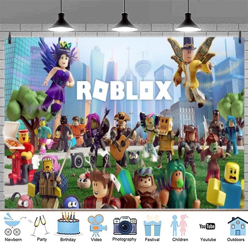 Roblox Boys' Game Birthday Party Decoration Banner 5x3 Ethylene Photography Backdrop Cloth