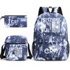 Large Capacity Schoolbag with Shoulder Strap; Student Three-piece Pencil Case Set