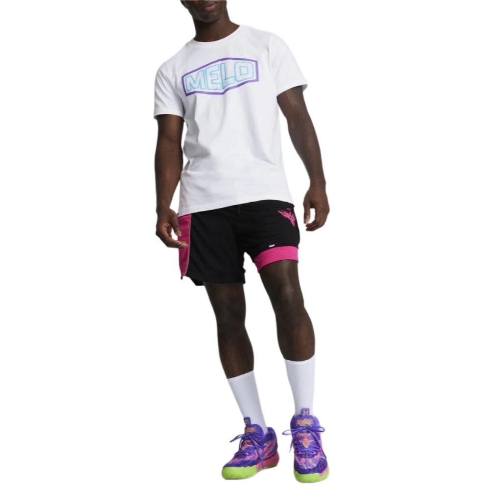 Puma X Lamelo Kollaboration Colorblock Schnür-Mid-Rise Freizeithorts Herrenshorts Schwarz Leuchtendrosa 623288-01