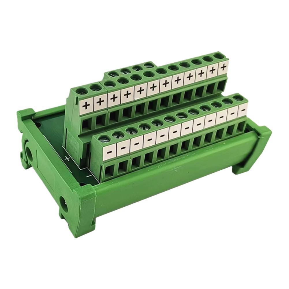 

Power Distribution Terminal Block 2 Input 12 Output for DIN Rail Mounting Compact Size with High Current Support