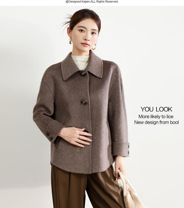 Mamas modischer Umlegekragen doppelseitiger Woll-Kaschmir-Mantel für Herbst & Winter - Stilvoller kurzer Wollmantel für Frauen mittleren Alters über 50