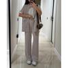 New Women's Autumn and Summer Solid-color Casual Loose Pocket Sweatshirt Straight-leg Pants Set