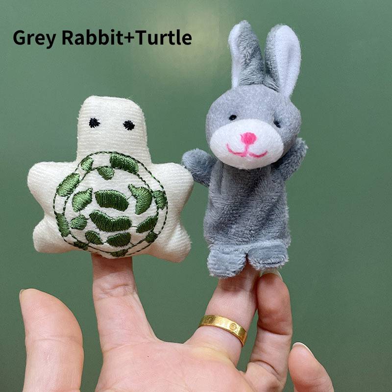 

Finger Toy Plush Doll Tortoise Rabbit Set Stylish Family Comfort Mini Doll Gray Rabbit Turtle
