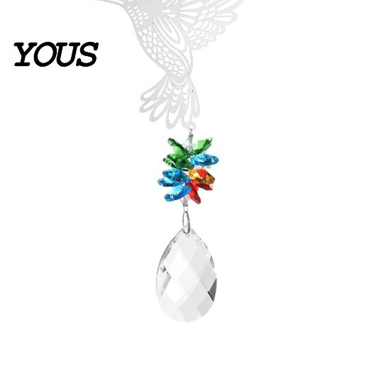 Sun Catcher Hanging Metal Hummingbird Suncatcher, Faux Crystal Prisms Window Multi-layered Suncatcher Rainbow Maker Ornament for Garden, Home