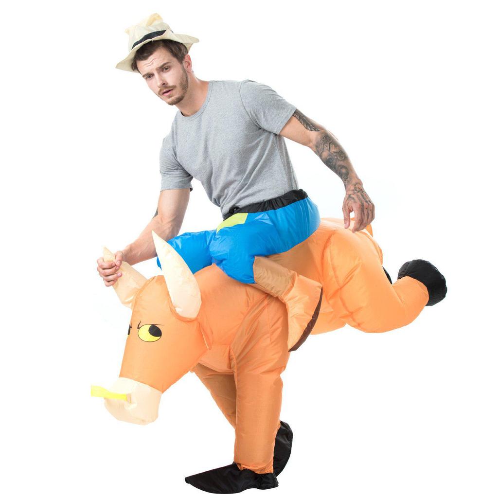 Halloween Inflatable Bull Riding Cowboy Costume for Parent-Child Cosplay and Festival Performance
