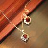Elegant Red Gem Anniversary Pendant Necklace
