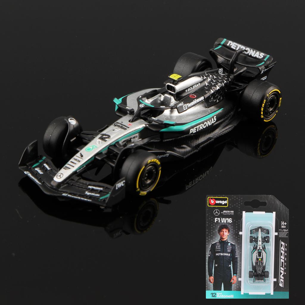 Burago 1:64 Serie di Carte da Appendere 2025 F1 Modello Auto in Lega Formula Racing Giocattolo Die Cast SF25 RB21 W16 MCL39