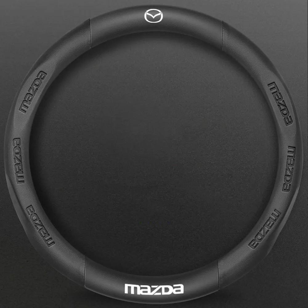 2025 Hot 38cm car leather steering wheel cover carbon fiber for Mazda CX-30 CX-3 CX-8 CX-5 CX3 CX5 CX4 cx30 cx8 car accessories