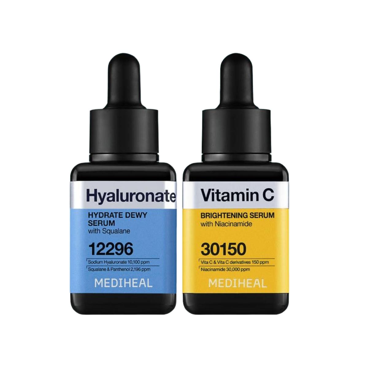 Mediheal Square Serum Ampoule Hyaluronic Acid & Vitamin C Hydrating Brightening Dual Set 80ml (40ml + 40ml)