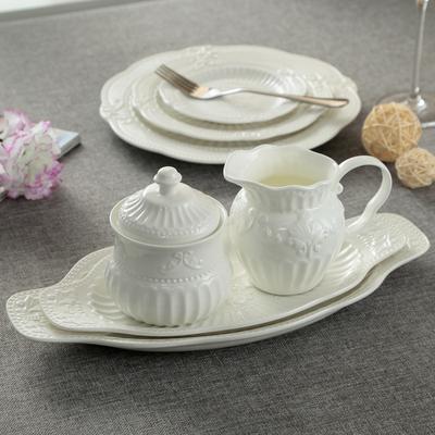 Britain Baroque Art Relief Sugar Bowl And Creamer Pots Set Luxurious Court Ceramic Kitchen Kitchenware Rococo Coffee Milk Jug