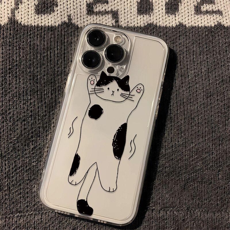 Cute Cartoon Kitten Phone Case for IPhone 16 15 14 17 Pro 13 12 11 Max 15 14 16 Plus Shockproof Transparent Soft Silicone Cover