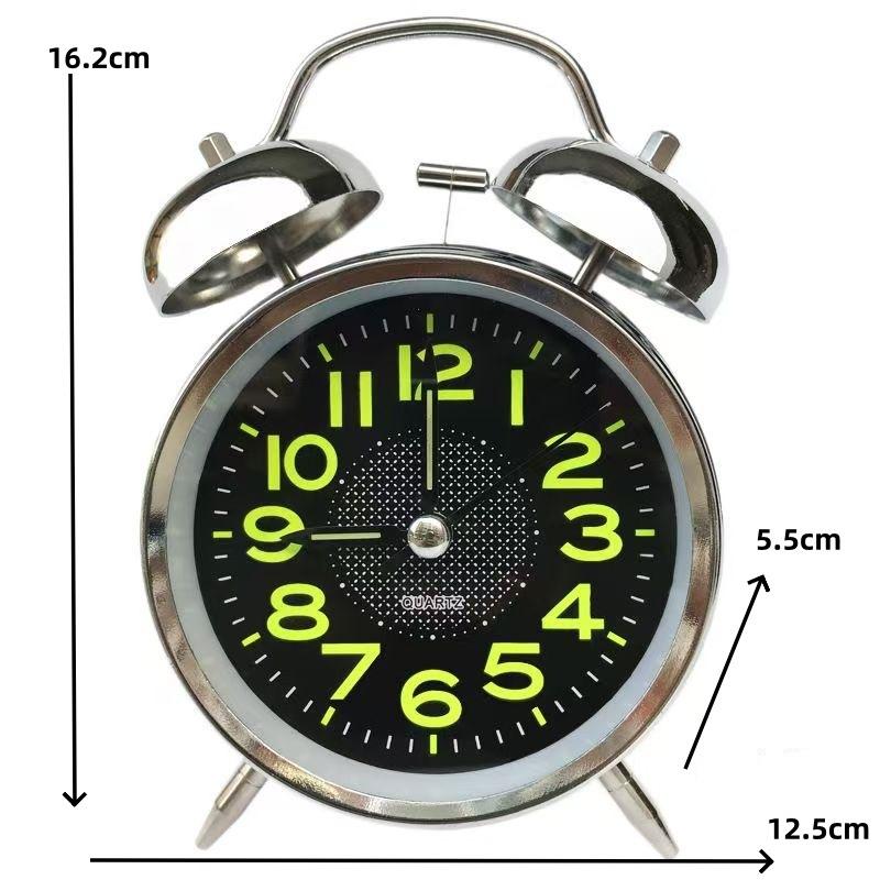 Super loud metal alarm clock, luminous silent running time, large size, a must-have for difficult-to-get-up households, new product clock, night lamp