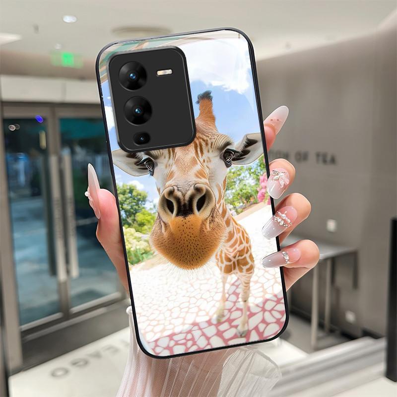 

Beautiful Rose Flower Cute Cats Case For VIVO V25 Pro V23 V23e 4G 5G Tempered Glass Phone Case Protective Back Covers Hard Shell VIVO V23